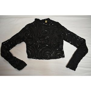 Sequin Designed Long Sleeve Crop top